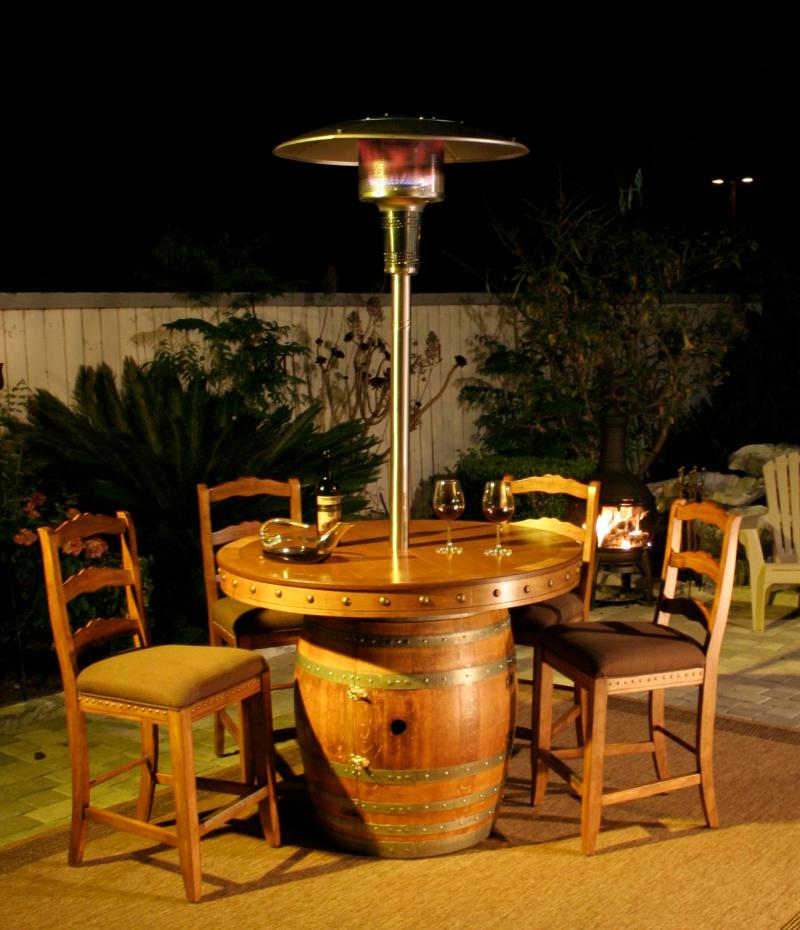 Wine Barrel Patio Heater with Table